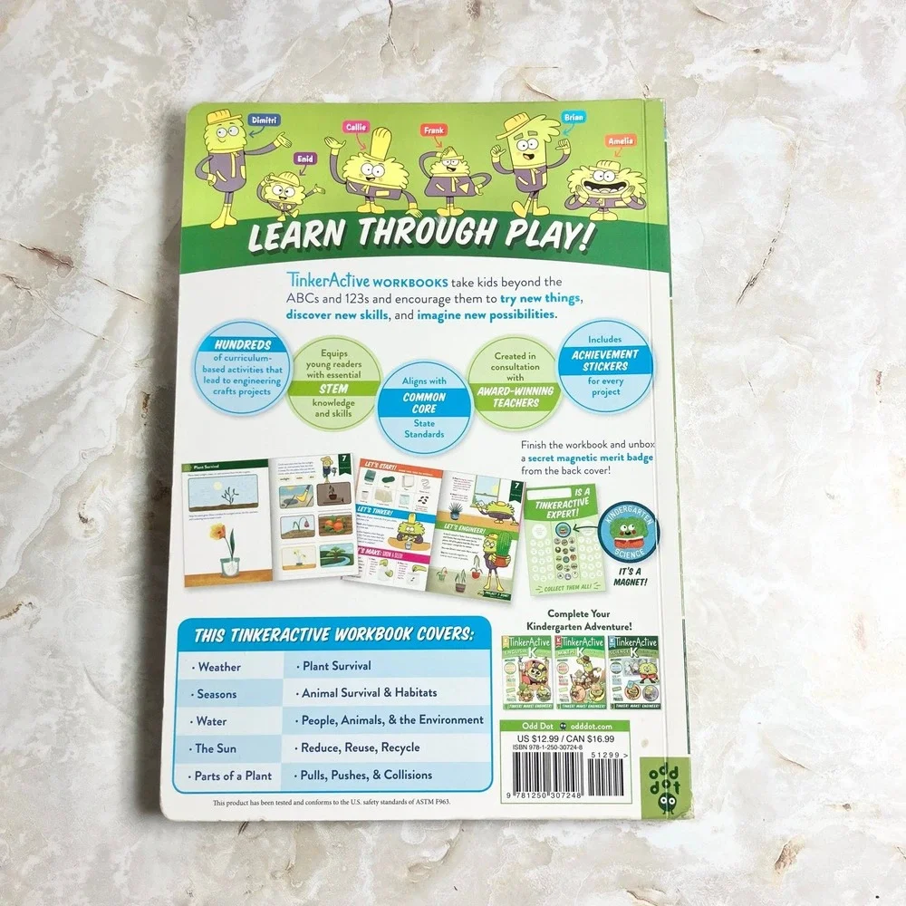 TinkerActive Kindergarten Science Workbook Learn Through Play Exercises Age 5-6